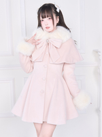 Cappotto Lolita Dolce Cappotto Lolita Autunnale Manica Lunga Rosa con Fiocchi Neri