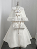 Cappotto Lolita Dolce con Fiocchi Bianchi Mantello Poncho Cappotto Lolita Invernale