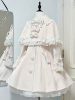 Cappotto Lolita Dolce con Fiocchi Neri Cappotto Lolita Autunno Inverno a Maniche Lunghe con Mantella