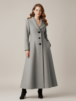 Cappotto lungo in lana con collo a scialle per donna 2026