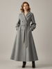 Cappotto lungo in lana doppiopetto con cintura e maniche a palloncino per donna 2026