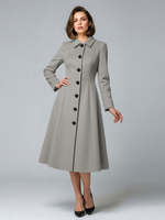 Cappotto midi in lana a trapezio con colletto a camicia per donna 2026