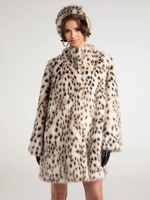 Cappotto midi in pelliccia sintetica leopardata per donna 2026