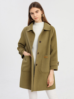 Cappotto Midi Misto Lana Colletto Turndown Nero Tasche Grandi Stile Preppy Vestibilità Comoda Capispalla Donna Autunno Inverno Classico