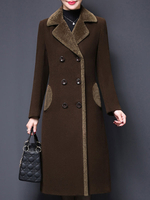 Cappotto per donna Bottone colletto rovesciato Cappotto in lana marrone caffè retrò