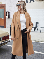 Cappotto per donna Cappotto casual in lana color cammello con colletto rovesciato