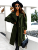Cappotto Per Donna Cappotto Maxi Casual Verde Scuro Con Colletto Alla Rovescia Maniche Lunghe