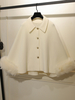 Cappotto per donna color block collo turndown pelliccia sintetica casual bianco cappotto invernale