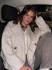 Cappotto per donna ecru bianco collo turndown maniche lunghe bottoni cappotto avvolgente chic