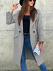 Cappotto Per Donna Grigio Chiaro Colletto Turndown Maniche Lunghe Tasche Avvolgere Classico Inverno Caldo Capispalla Donna