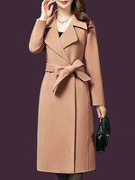 Cappotto per la donna collare di Turndown pulsanti classici Layered Camel Maxi cappotto