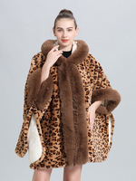 Cappotto poncho da donna Cappotto con cappuccio leopardato Capispalla invernale 2025