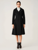 Cappotto svasato in lana per donna con risvolto un bottone elegante invernale a trapezio midi 2025