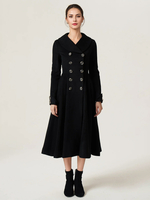 Cappotto svasato in lana per donna doppiopetto collo a scialle linea A vintage invernale midi 2025