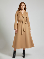 Cappotto vintage a trapezio in misto lana e cashmere con revers classici e cintura per donna 2026