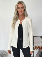 Cardigan in maglia a coste con bottoni a cuore scollo rotondo manica lunga per donna 2026