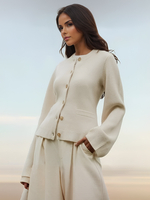 Cardigan lavorato a maglia con scollo a giro top casual primaverili per le donne 2026