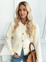 Cardigan lavorato a maglia con scollo rotondo a maniche lunghe in beige per lautunno 2026