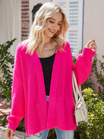Cardigan lavorato a maglia Rose Open Front maniche lunghe Casual vestibilità rilassata Primavera Autunno Street Capispalla per donna