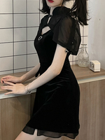 Cardigan Lolita Cappotto corto Lolita in chiffon a maniche corte nero