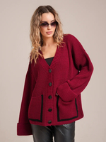 Cardigan oversize con scollo a V e finiture a contrasto per lautunno 2026