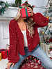 Cardigan rosso natalizio con scollo a V e maniche a palloncino per donna 2026