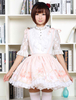 Carino Lolita Dress dolce rosa fiore stampato Qi Lolita pizzo gonna assetto con bretella