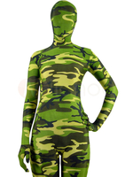 Carnevale Abbigliamento mimetico collant in giallo e verde prato completo tuta militare lycra spandex per adulti unisex Halloween