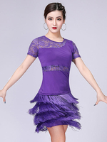 Carnevale Abiti da ballo a maniche corte in nappa con pizzo e nappe Costume Halloween