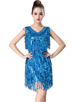 Carnevale Abiti da ballo latino Abito con frange con paillettes Abbigliamento da ballo per donna Halloween