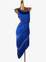 Carnevale Abiti da ballo latino Costume da ballo ballerino latino con volant a strati di strass con frange Halloween