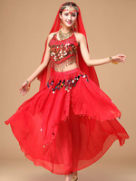 Carnevale Abito da ballo di Bollywood in chiffon con sparkle rosso scintillante da donna Halloween