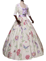 Carnevale Abito da ballo in maschera Costumi retrò Donna Stampa floreale Archi in stile vittoriano Marie Antoinette Costume Halloween