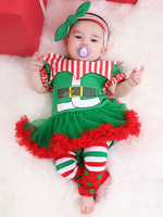 Carnevale Abito di Natale per bambini Abito di pattinatore di tulle rosso in volant Costumi di vacanze di Natale in cotone Halloween