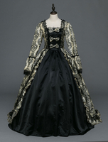 Carnevale Abito retrò vittoriano barocco ballo in maschera abiti da ballo floreale manica lunga costume vintage di Costume Halloween