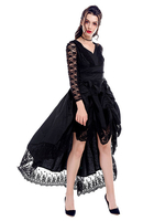 Carnevale Abito retrò vittoriano Costume Medievo rinascimentale in pizzo con scollo a V Royal Women Black Gown Costume Halloween