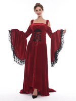 Carnevale Abito retrò vittoriano in velluto medievale medievale Costume Halloween