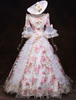 Carnevale Abito vittoriano bianco Retro Rococo Masquerade Ball Gowns Royal Floral Ruffles Vintage Costume Halloween