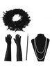 Carnevale Anni 1920 Moda Great Gatsby Accessori Flapper Donna Piume Perle Collana Tabacco da pipa Guanti Set Halloween