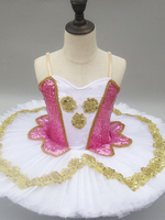Carnevale Ballet Dance Dress Pink Sequin Straps Dress Girls Tutu Ballerina Dresses Halloween