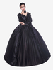 Carnevale Black Retro Costumes Ruffle Matte Satin Halloween Abito stile vittoriano Abbigliamento donna vintage Halloween