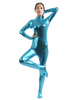 Carnevale Blu con zip lucido metallizzato Suit Zentai per le donne Halloween