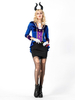 Carnevale Blue Halloween Costumes Women Fairytale Ruffle Button Dress con copricapo Costumi di velluto da festa Halloween