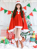 Carnevale Cappello e vestito da donna con maniche lunghe di Santa Claus Red Christmas Costume Halloween