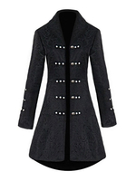 Carnevale Cappotto doppiopetto jacquard soprabito da donna in costume retrò nero Halloween