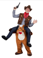 Carnevale Carry Me Costume Cowboy And Indians Halloween Piggyback Ride On Mascot Unisex Adulti Flanella Costumi divertenti Halloween