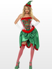 Carnevale Christmas Elf Costume Donna senza spalline Abiti e cappello Set 2 pezzi Costume Halloween