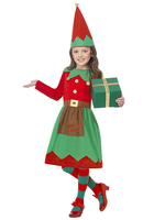 Carnevale Christmas Elf Costume Kids Little Girls Abiti e cappello Set 2 pezzi Costume Halloween