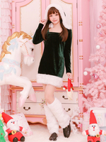 Carnevale Costume corto verde con maniche lunghe di Natale con scaldamuscoli Costume Halloween