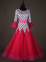 Carnevale Costume da ballo da ballo Top rosso da donna a maniche lunghe con stampa a pois Abbigliamento da ballo Halloween